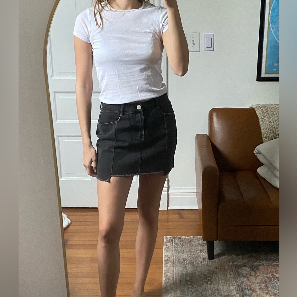 Super Down black denim skirt